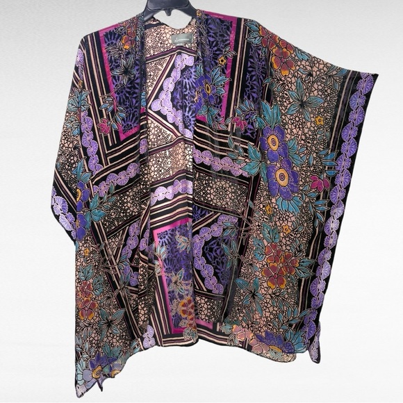 By Anthropologie Women’s One Size Sheer Burnout Kimono Bohemian Whimsigoth - Picture 6 of 16
